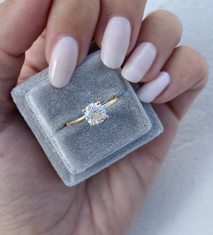 Round Solitaire Hidden Halo Ring