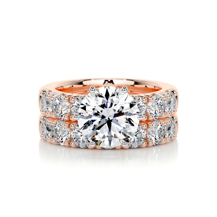 Round Pavé Diamond Ring Set