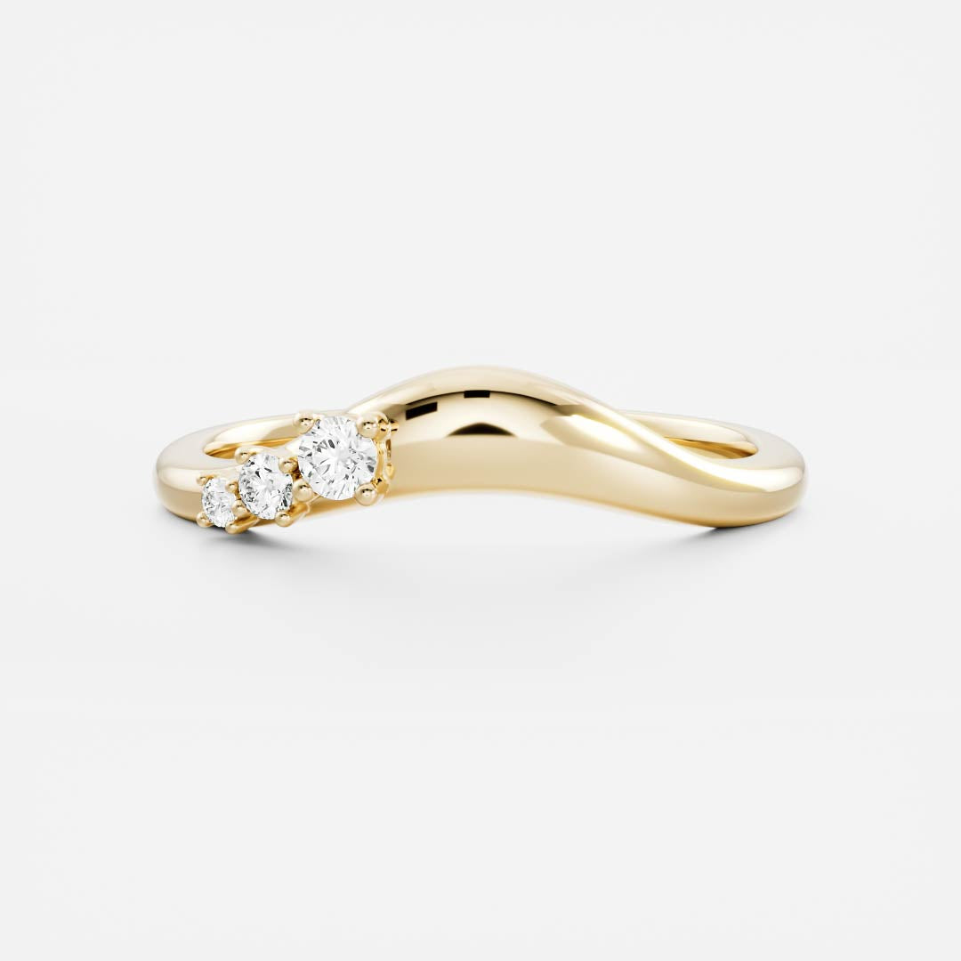 Round Lab Grown Diamond Curved Wedding Band
