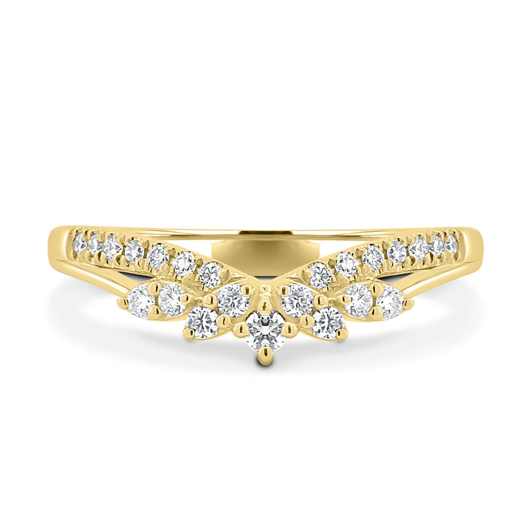 Round cluster curved wedding band