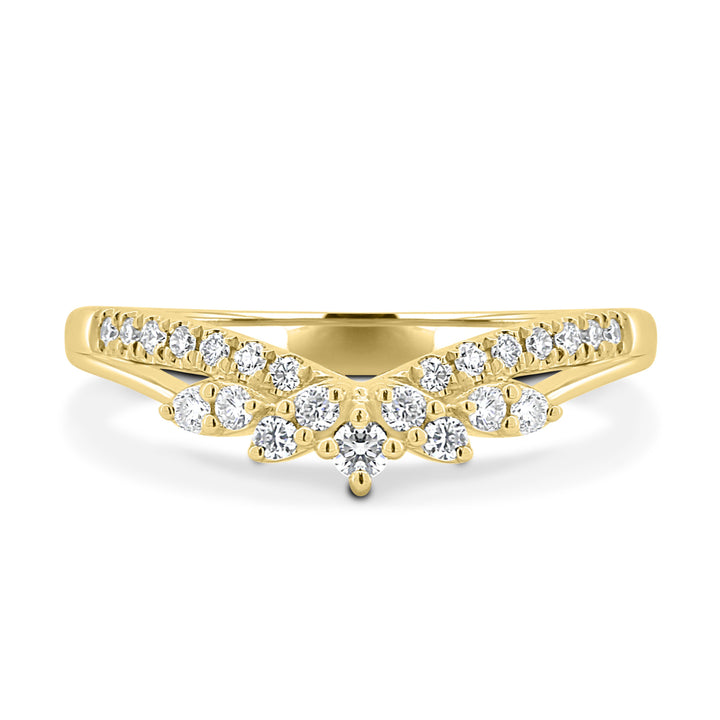 Round cluster curved wedding band