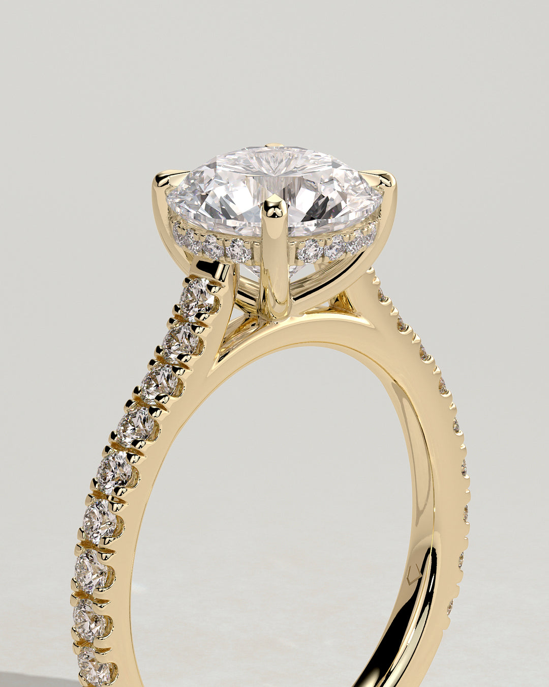 Round pave engagement rings