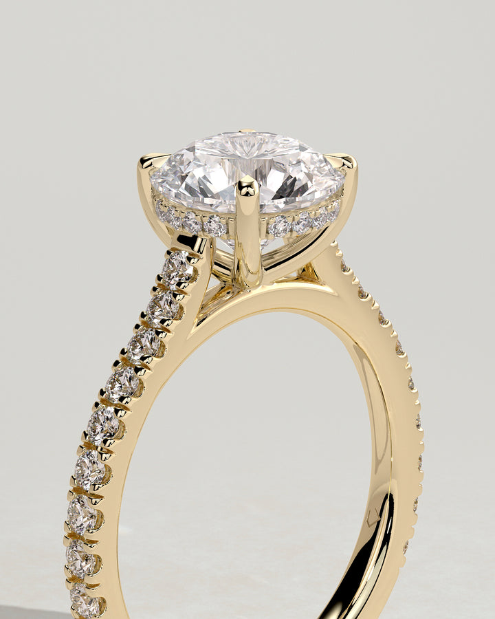 Round pave engagement rings