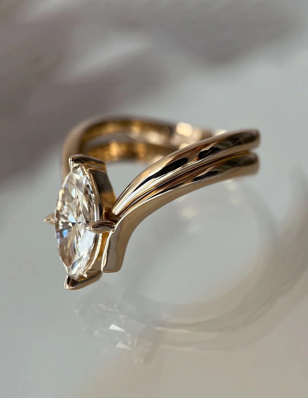1.50CT-2.50CT Marquise Cut Unique E/VS CVD Diamond Rings Engagement With Matching Band