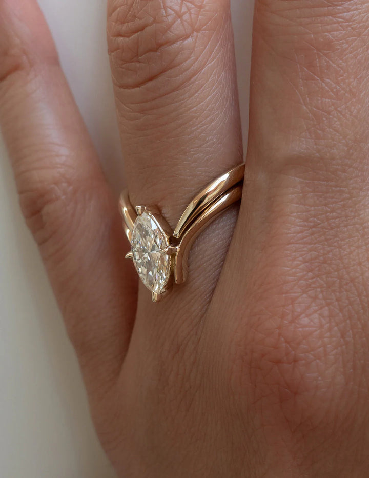 1.50CT-2.50CT Marquise Cut Unique E/VS CVD Diamond Rings Engagement With Matching Band