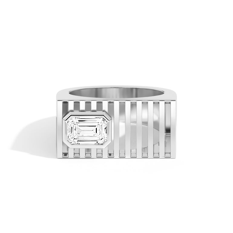 1.0ct Emerald Cut Diamond Unique Engagement Ring