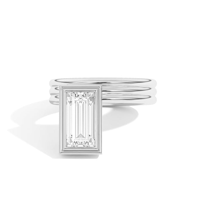 2.0ct Baguette Cut Bezel Diamond Unique Engagement Ring
