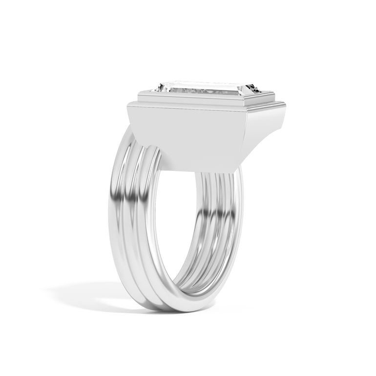 2.0ct Baguette Cut Bezel Diamond Unique Engagement Ring