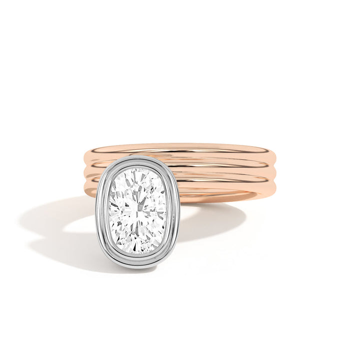 2.0ct Cushion Cut Bezel Diamond Unique Engagement Ring
