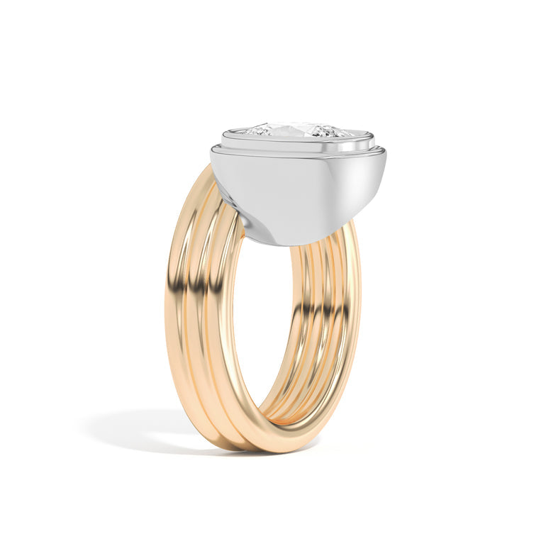2.0ct Cushion Cut Bezel Diamond Unique Engagement Ring