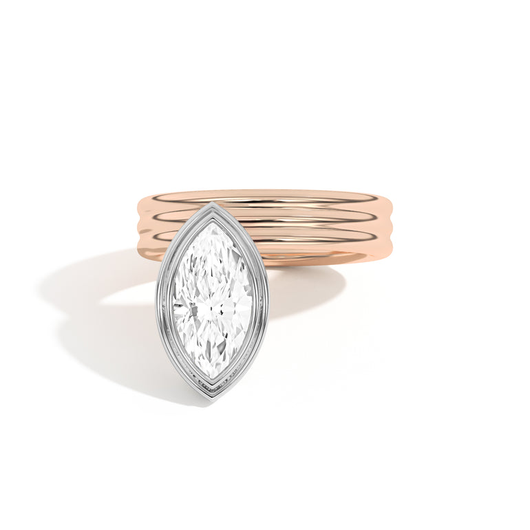 2.0ct Marquise Cut Bezel Diamond Unique Engagement Ring