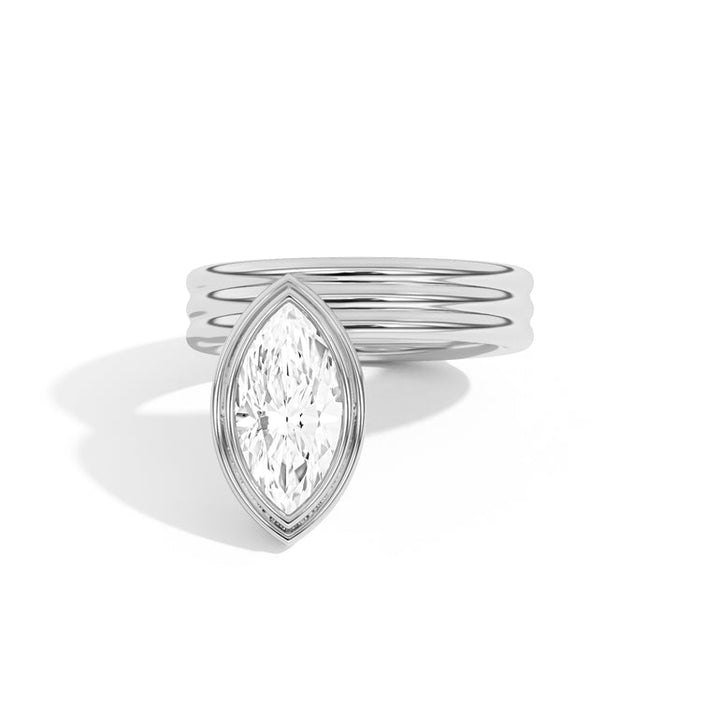 2.0ct Marquise Cut Bezel Diamond Unique Engagement Ring
