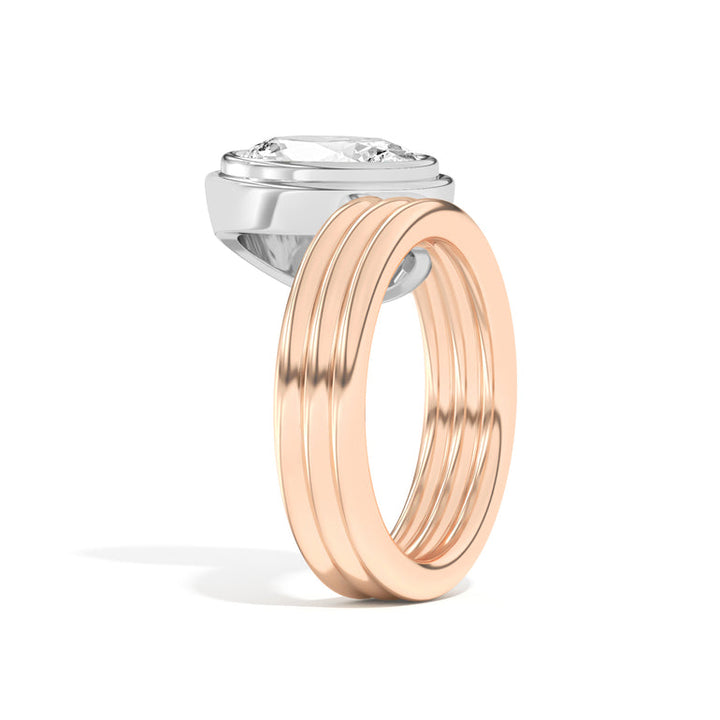 2.0ct Oval Cut Bezel Diamond Unique Engagement Ring