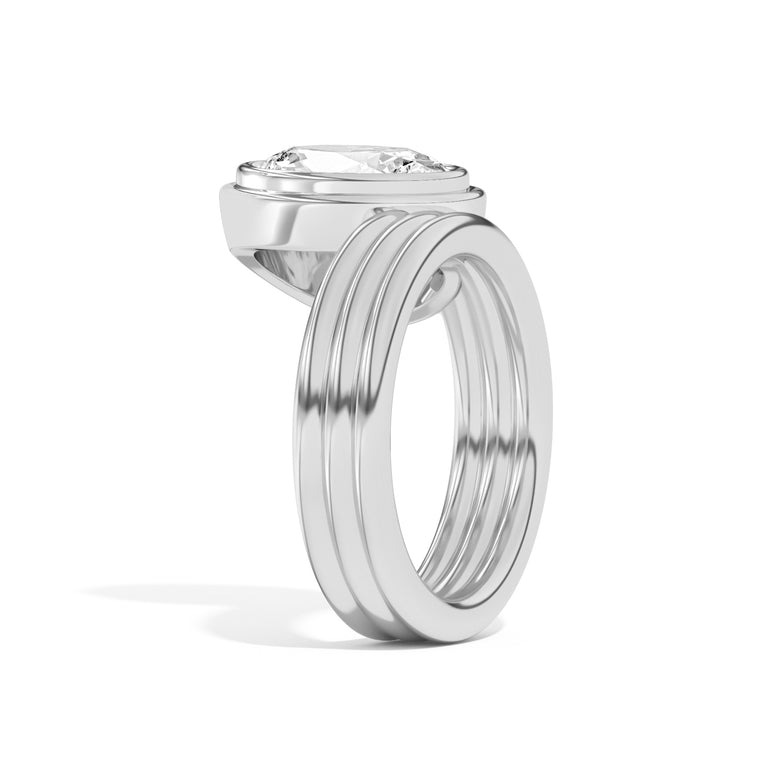 2.0ct Oval Cut Bezel Diamond Unique Engagement Ring