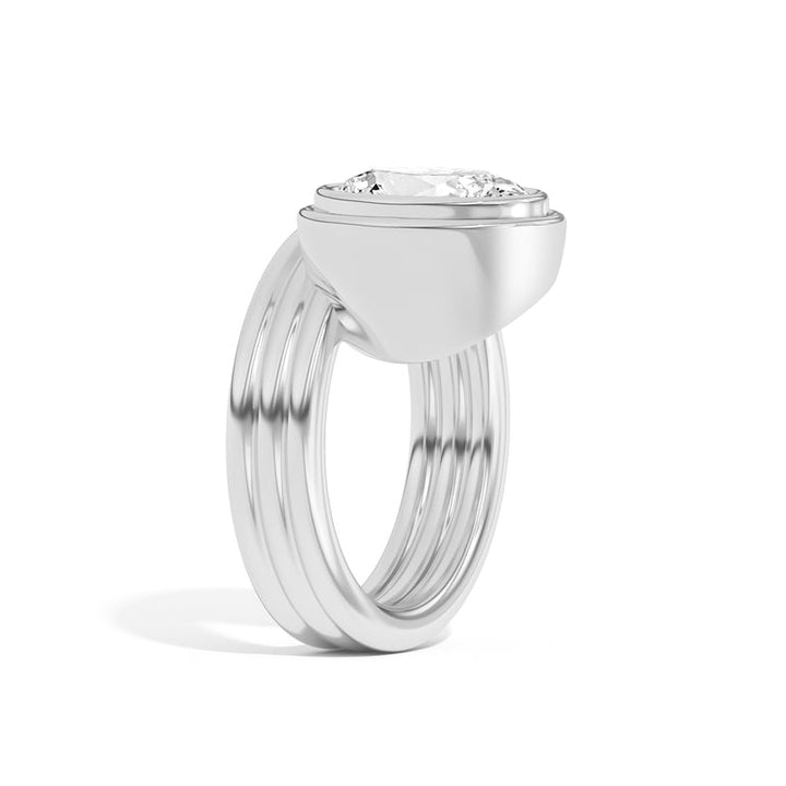 2.0ct Oval Cut Bezel Diamond Unique Engagement Ring