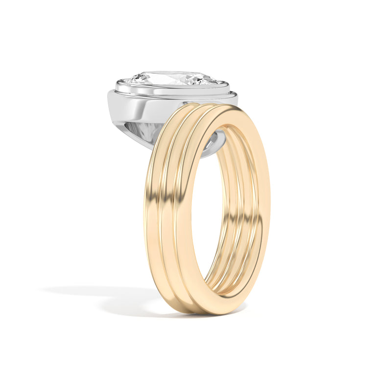 2.0ct Oval Cut Bezel Diamond Unique Engagement Ring