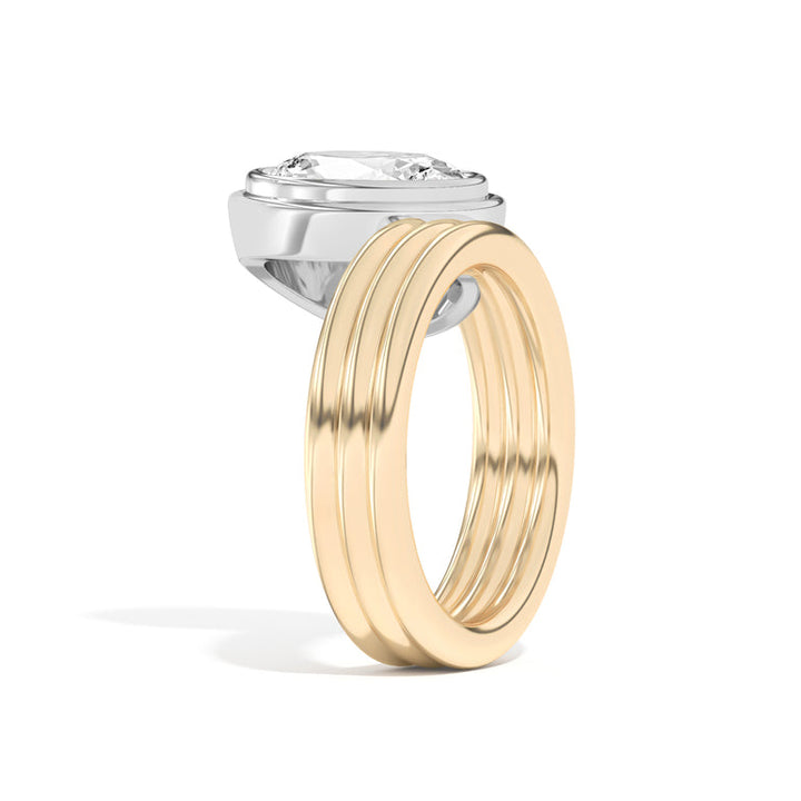 2.0ct Oval Cut Bezel Diamond Unique Engagement Ring