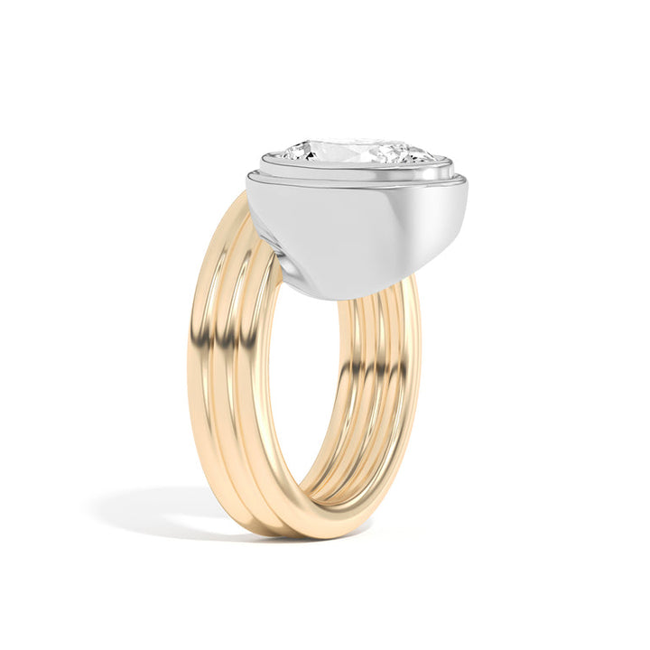 2.0ct Oval Cut Bezel Diamond Unique Engagement Ring