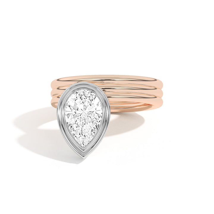 2.0ct Pear Cut Bezel Diamond Unique Engagement Ring