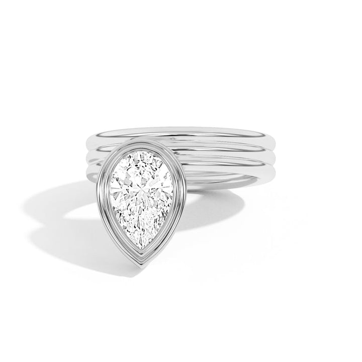 2.0ct Pear Cut Bezel Diamond Unique Engagement Ring