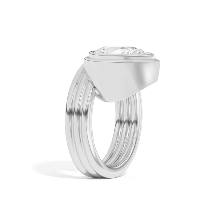 2.0ct Pear Cut Bezel Diamond Unique Engagement Ring