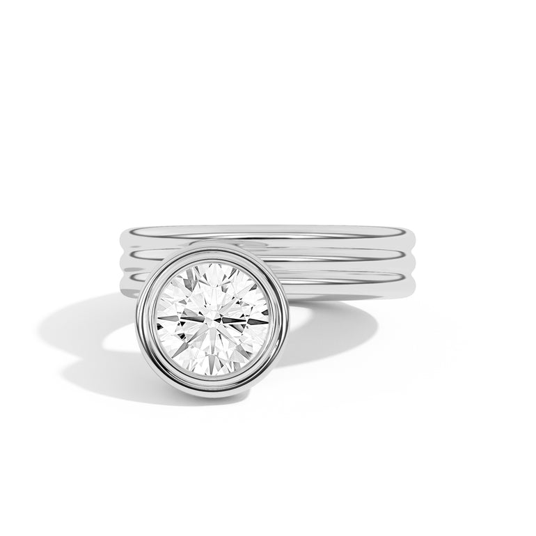 2.0ct Round Cut Bezel Diamond Unique Engagement Ring