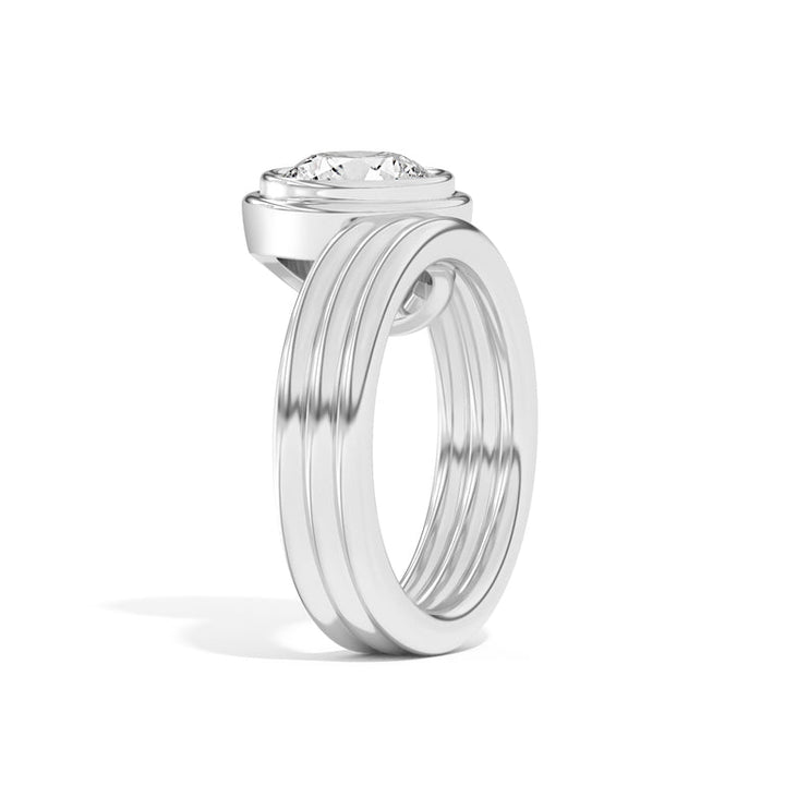 2.0ct Round Cut Bezel Diamond Unique Engagement Ring