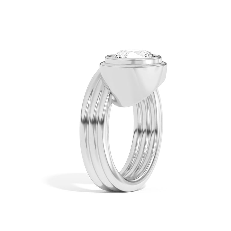 2.0ct Round Cut Bezel Diamond Unique Engagement Ring