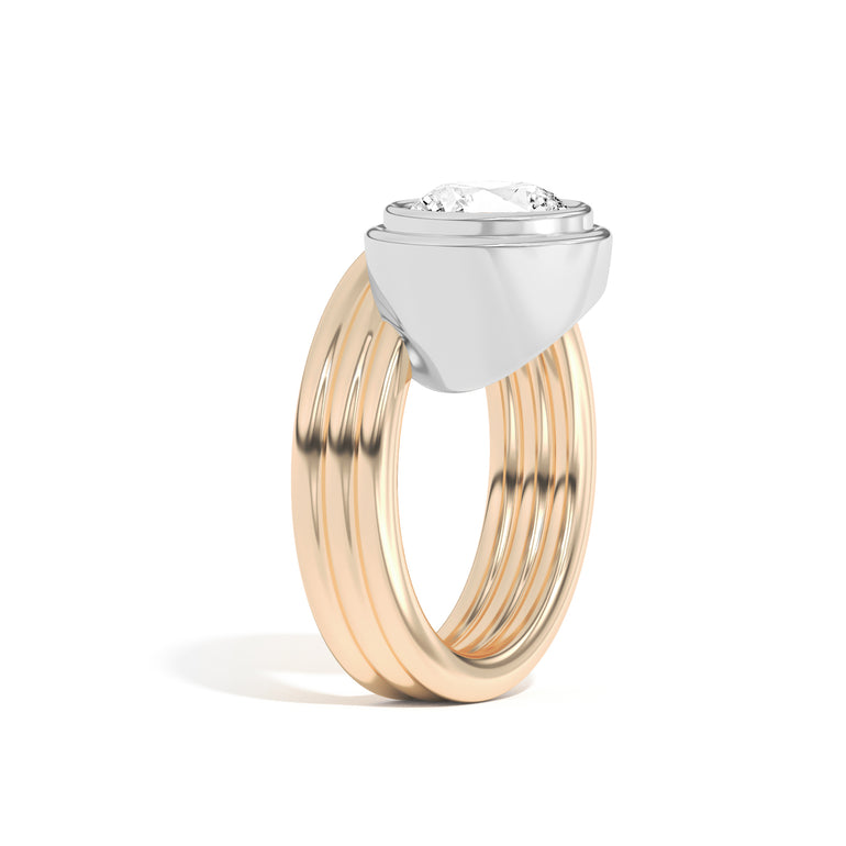 2.0ct Round Cut Bezel Diamond Unique Engagement Ring