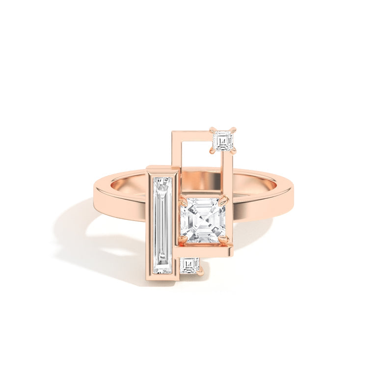 0.50ct Asscher Cut Unique Frame Diamond Engagement Ring