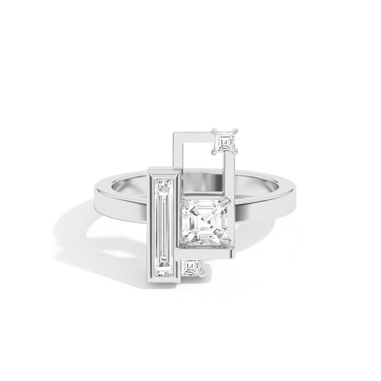0.50ct Asscher Cut Unique Frame Diamond Engagement Ring