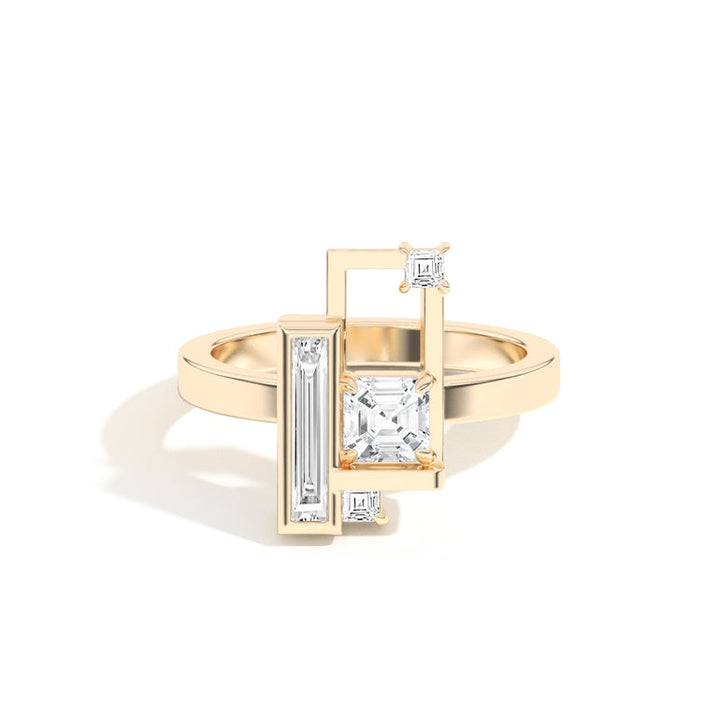 0.50ct Asscher Cut Unique Frame Diamond Engagement Ring