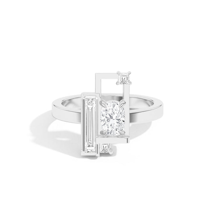 0.8ct Oval Cut Unique Frame Diamond Engagement Ring