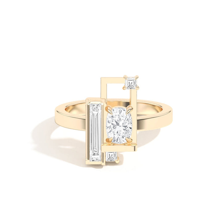 0.8ct Oval Cut Unique Frame Diamond Engagement Ring