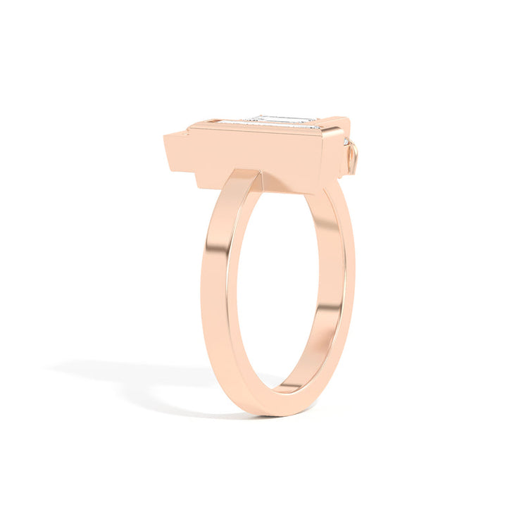 0.8ct Emerald Cut Unique Frame Diamond Engagement Ring