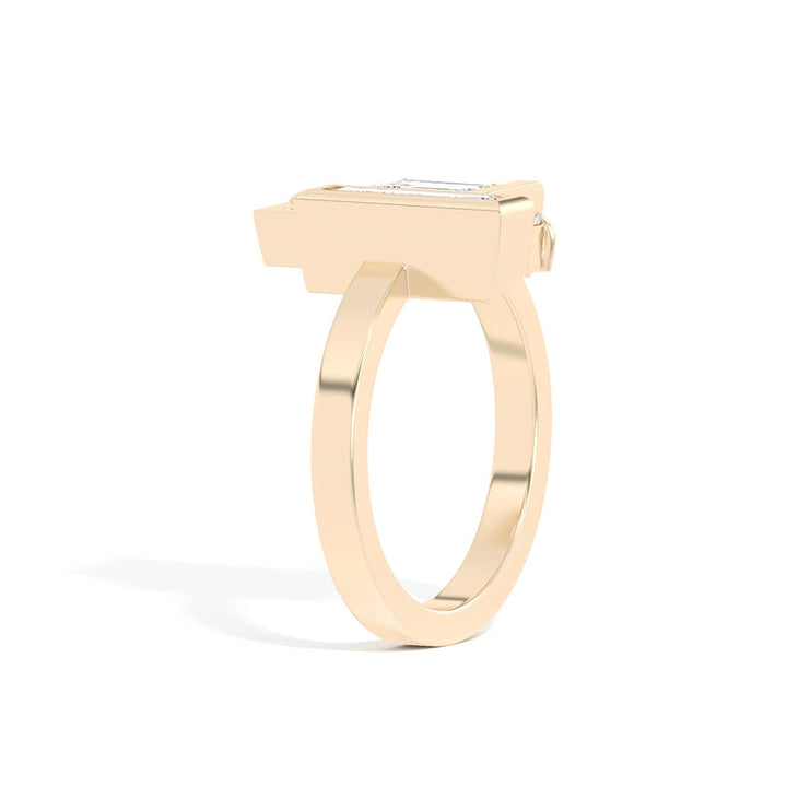 0.8ct Emerald Cut Unique Frame Diamond Engagement Ring