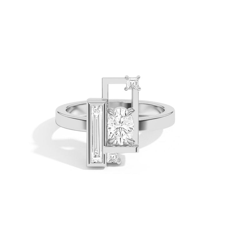 0.50ct Oval Cut Unique Frame Diamond Engagement Ring