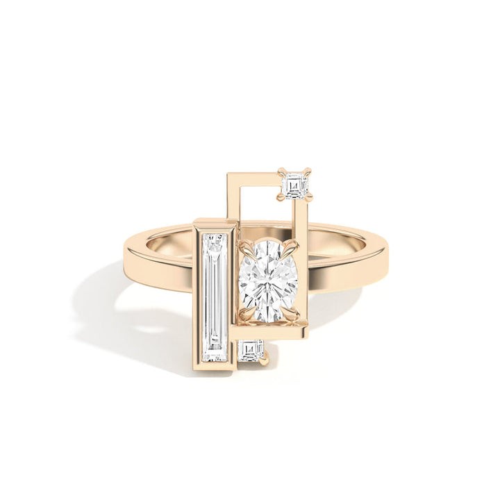 0.50ct Oval Cut Unique Frame Diamond Engagement Ring