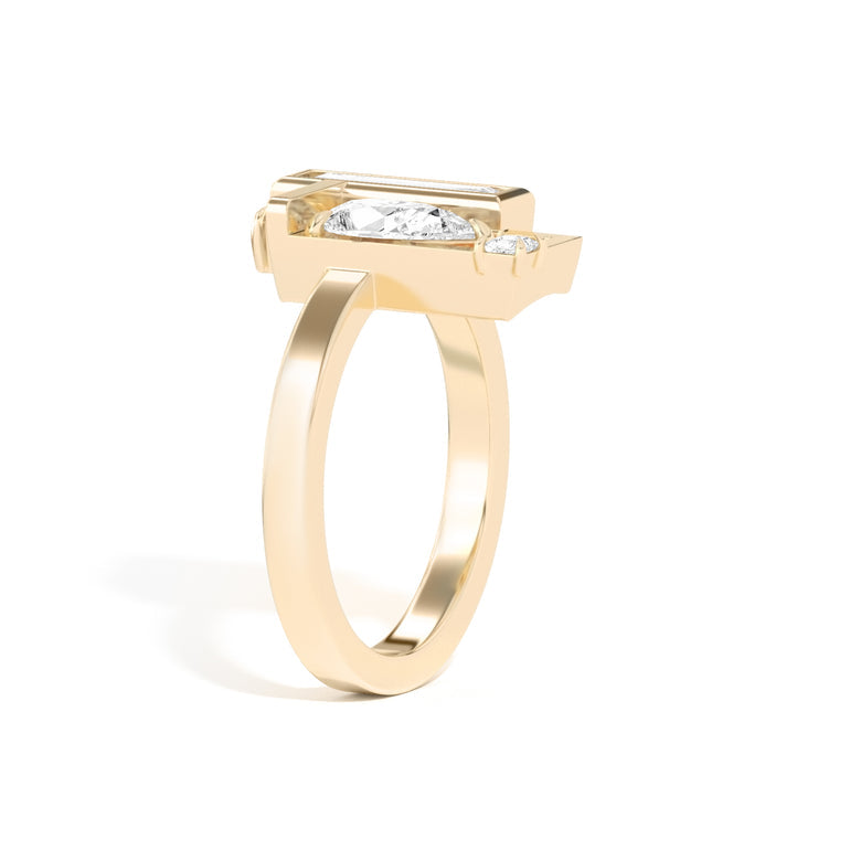 0.8ct Pear Cut Unique Frame Diamond Engagement Ring