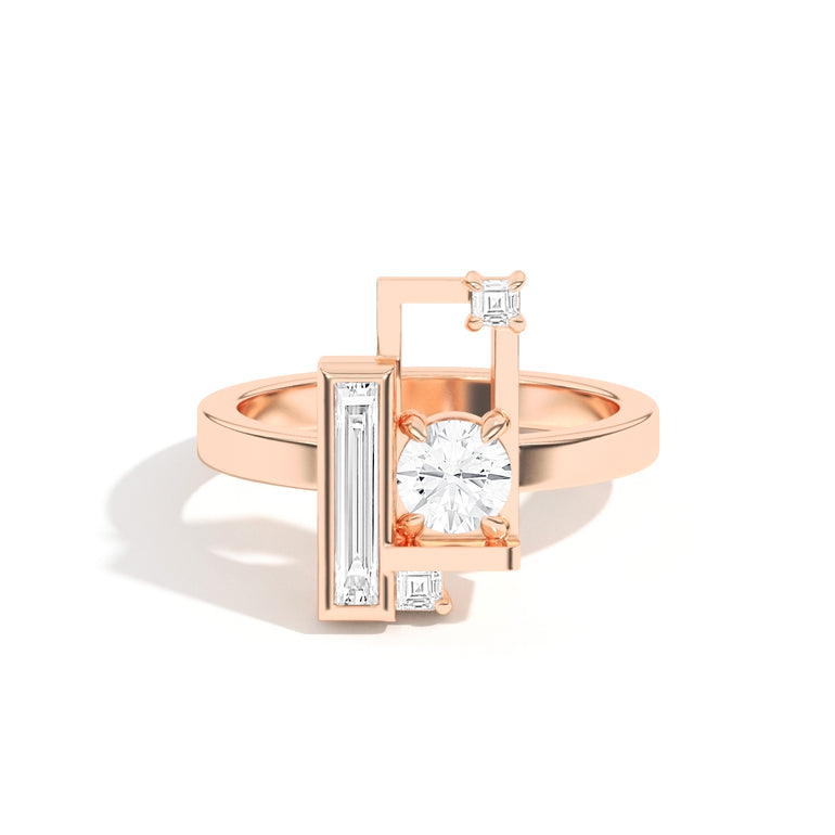 0.50ct Round Cut Unique Frame Diamond Engagement Ring