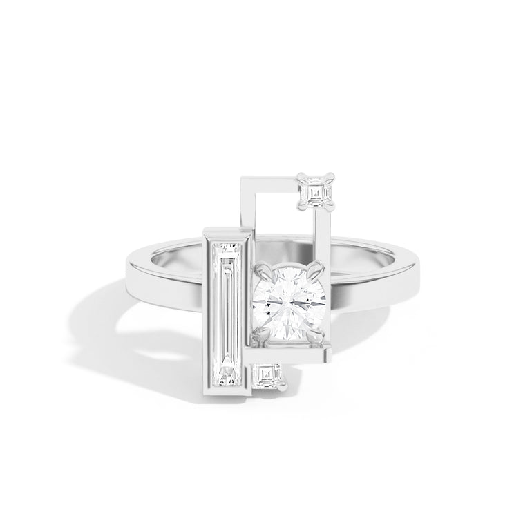 0.50ct Round Cut Unique Frame Diamond Engagement Ring