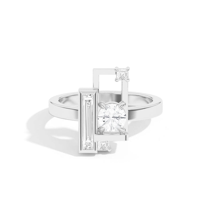0.50ct Round Cut Unique Frame Diamond Engagement Ring