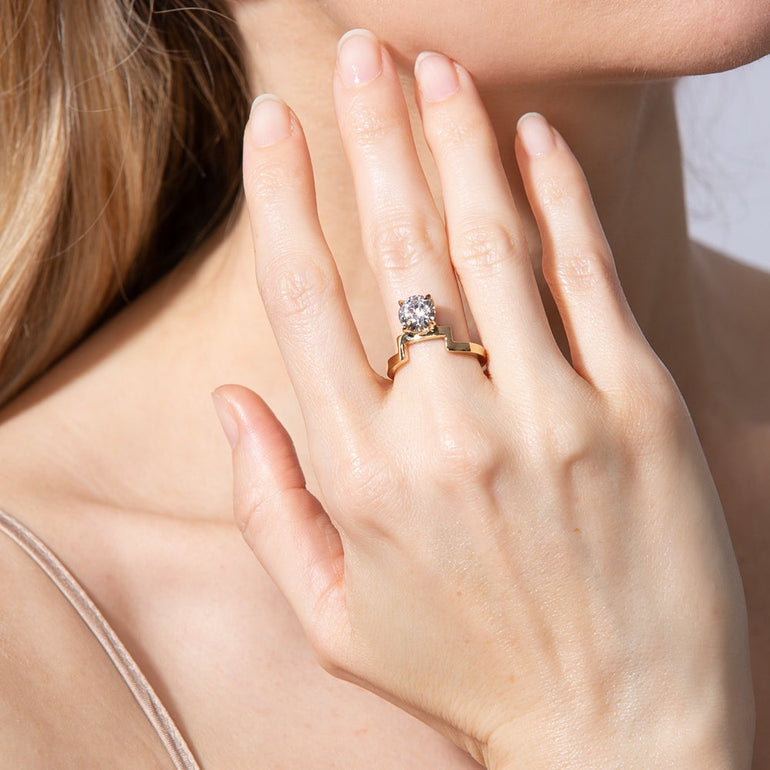 1.50ct Round Cut Diamond Notch Unique Engagement Ring