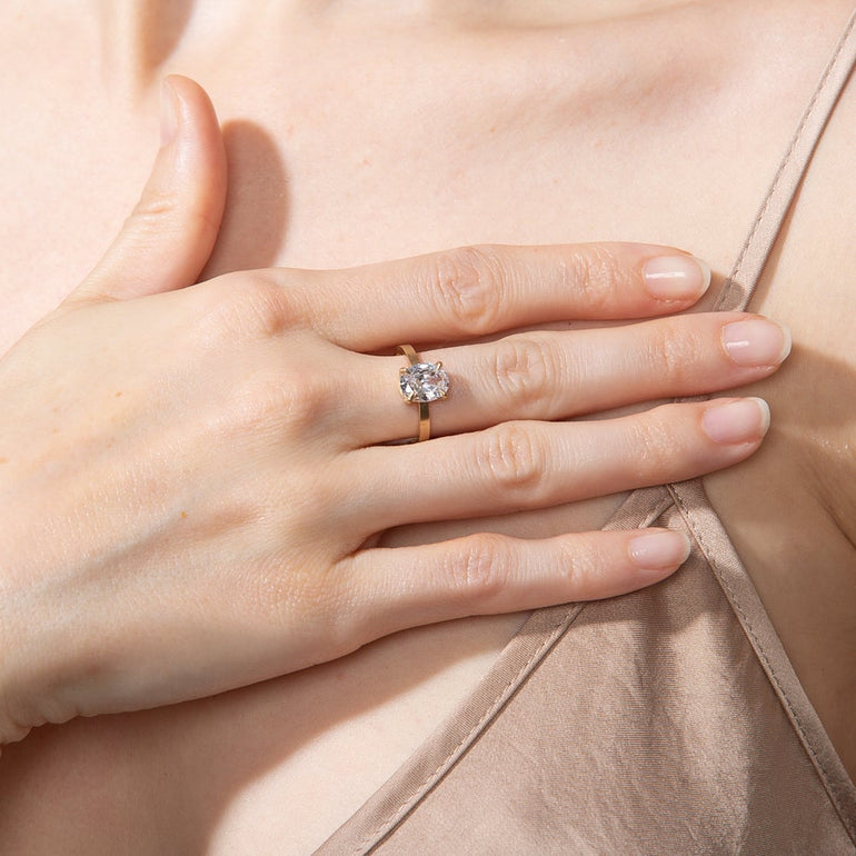2.0ct Oval Cut Diamond Unique Engagement Ring With Cigar Band