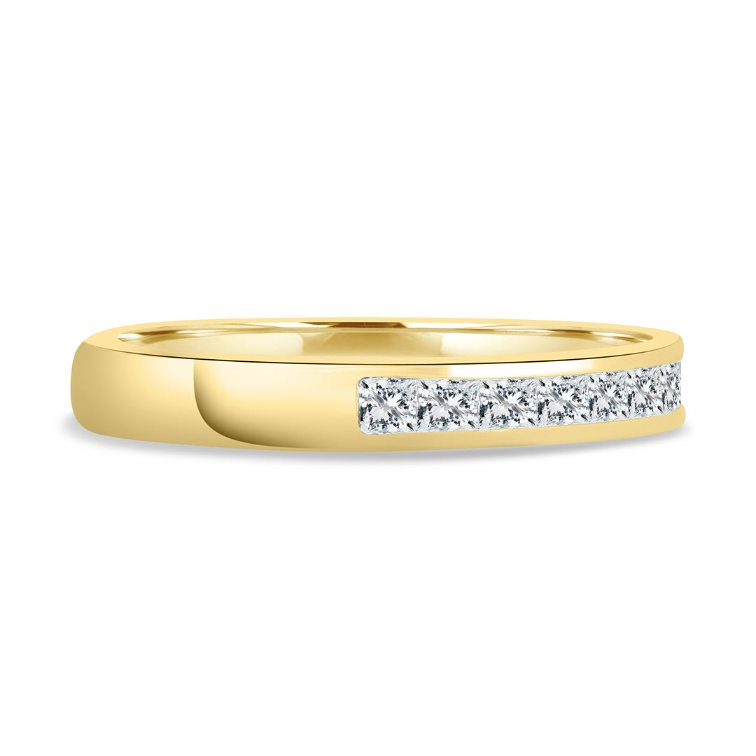 Solid gold princess cut band