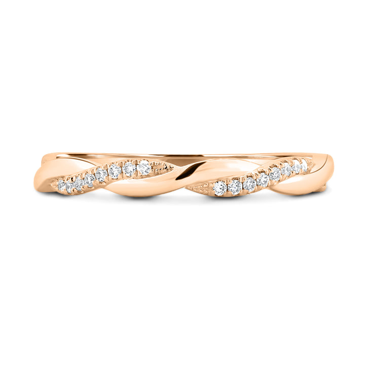 Solid gold twisted diamond band
