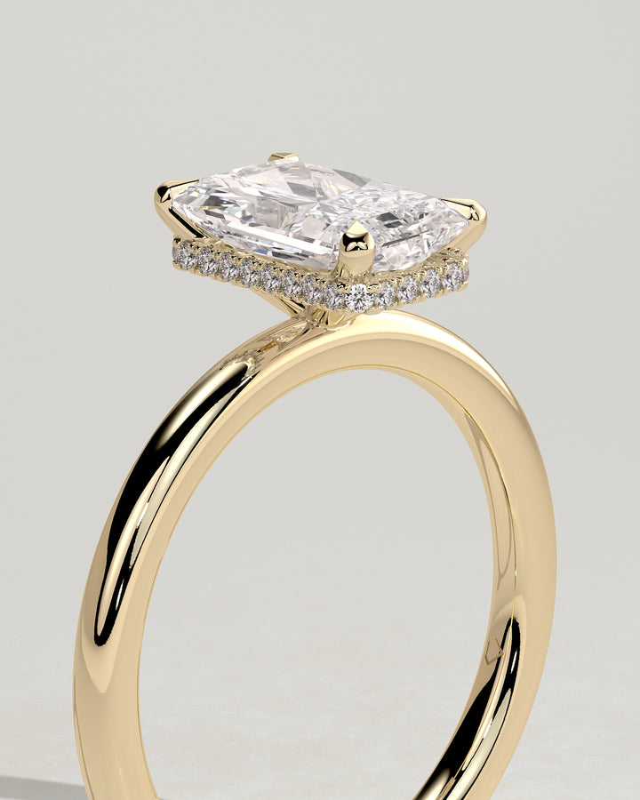 Solitaire E/VS2 Wrap Around Hidden Halo Engagement Ring.