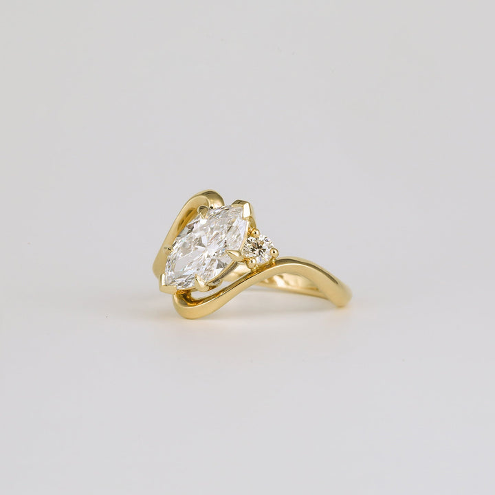 modern marquise cut engagement ring minimalist lab diamond