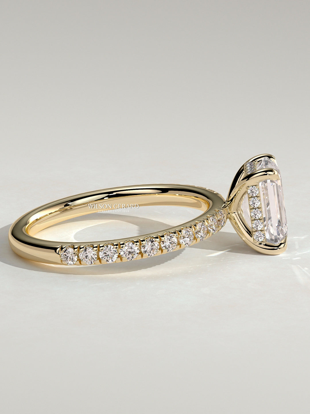 emerald cut pave engagement ring lab grown