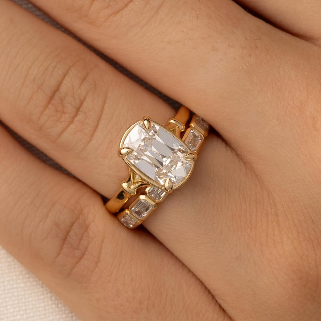 Elongated Cushion Diamond Ring
